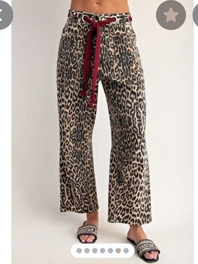 Risen Leopard Print High-Rise Barrel Pants